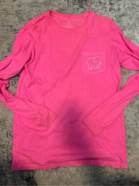 ivory ella Hot Pink Long-Sleeve Tee with Elephant Pocket - Kids